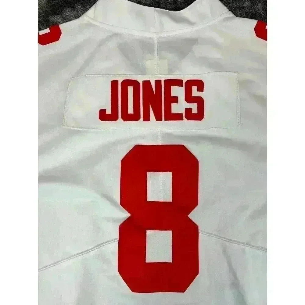 Nike New York Giants NFL #8 Daniel Jones On Field Men's L White Red Football